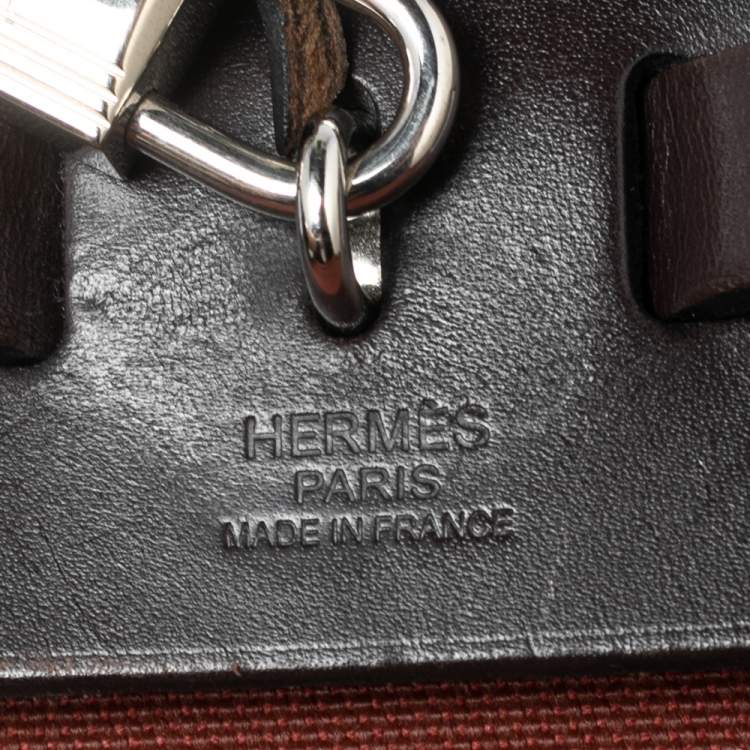 Pre Owned Hermes Rouge H/Ebene Canvas and Leather Herbag Zip 31 Bag