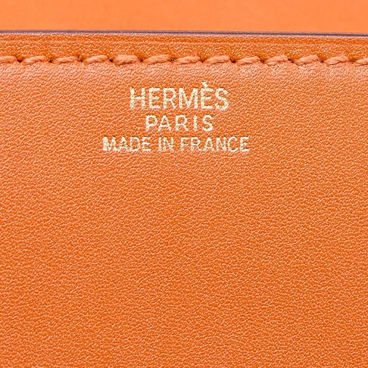 Pre Owned Hermes Orange Box Leather Medor 29 Clutch