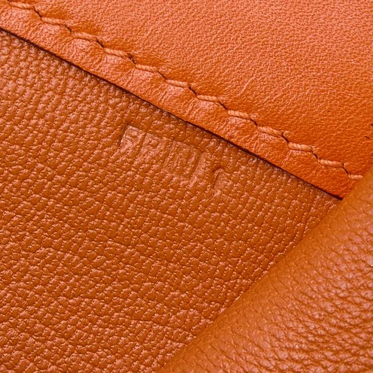 Pre Owned Hermes Orange Box Leather Medor 29 Clutch