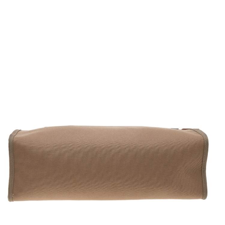 Pre Owned Hermes Etoupe/Ebene Canvas and Leather Herbag Zip 31 Bag