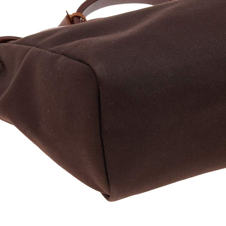 Pre Owned Hermes Cacao Canvas and Leather Herbag 2-in-1 MM Bag