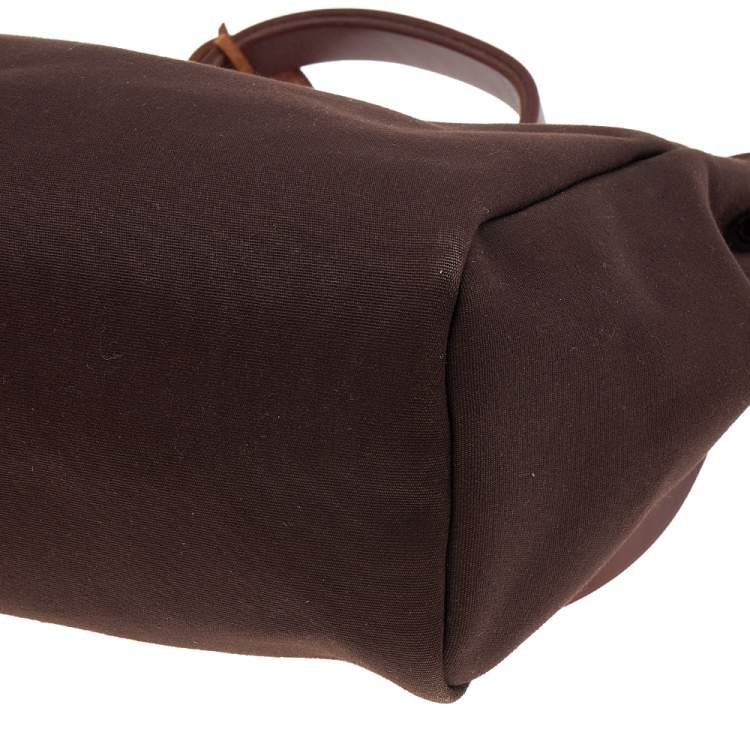 Pre Owned Hermes Cacao Canvas and Leather Herbag 2-in-1 MM Bag
