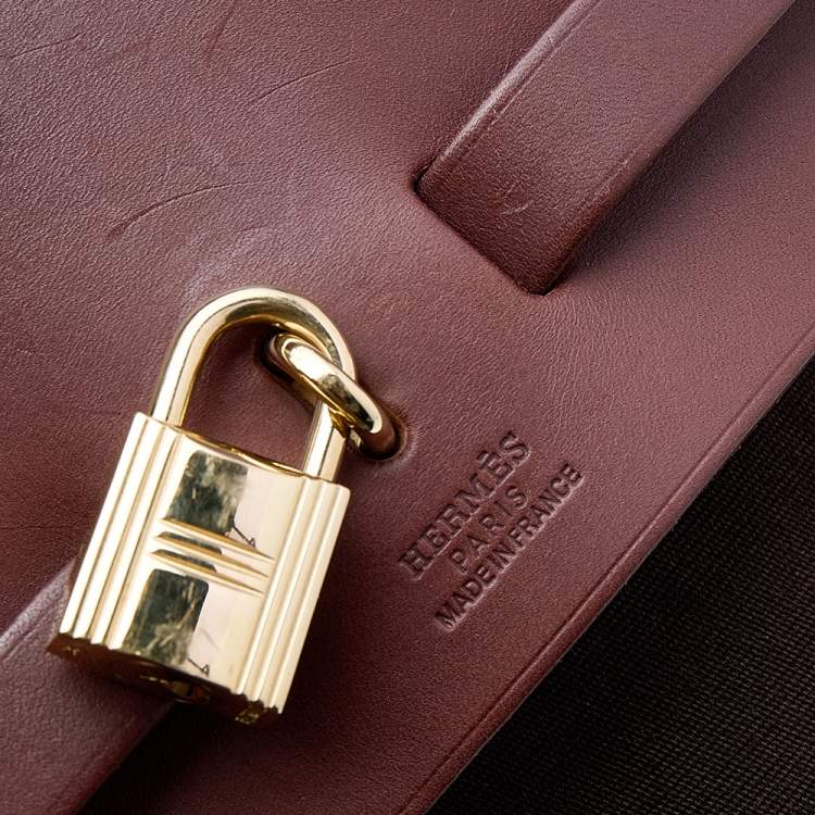 Pre Owned Hermes Cacao Canvas and Leather Herbag 2-in-1 MM Bag