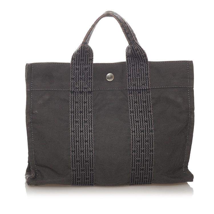 Pre Owned Hermes Grey Canvas Fabric Herline PM Tote Bag 