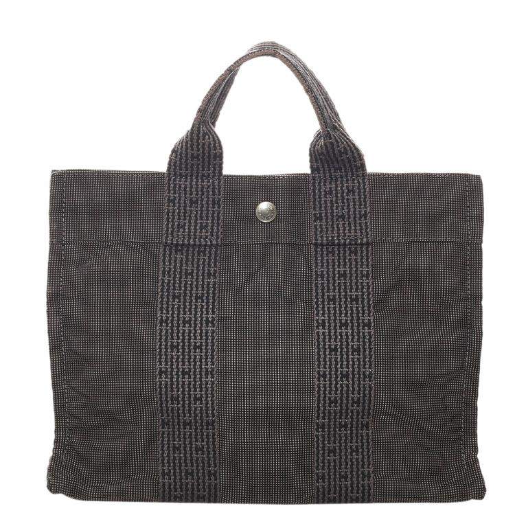 Pre Owned Hermes Grey Canvas Fabric Herline PM Tote Bag 