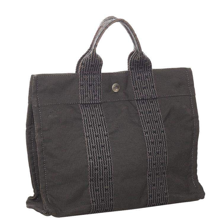 Pre Owned Hermes Grey Canvas Fabric Herline PM Tote Bag 