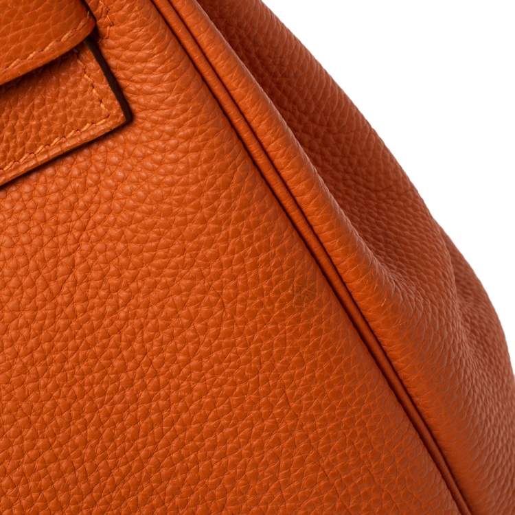 Pre Owned Hermes Orange Togo Leather Gold Plated Kelly Retourne 35 Bag