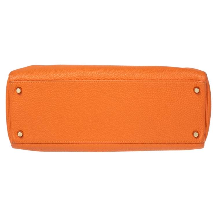 Pre Owned Hermes Orange Togo Leather Gold Plated Kelly Retourne 35 Bag