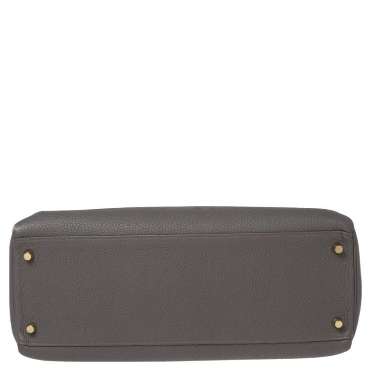 مملوكة مسبقًا Hermes Etain Togo Leather Gold Plated Kelly Retourne 35 Bag