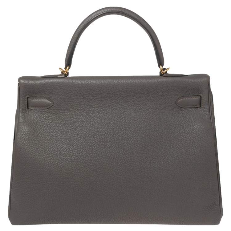 مملوكة مسبقًا Hermes Etain Togo Leather Gold Plated Kelly Retourne 35 Bag