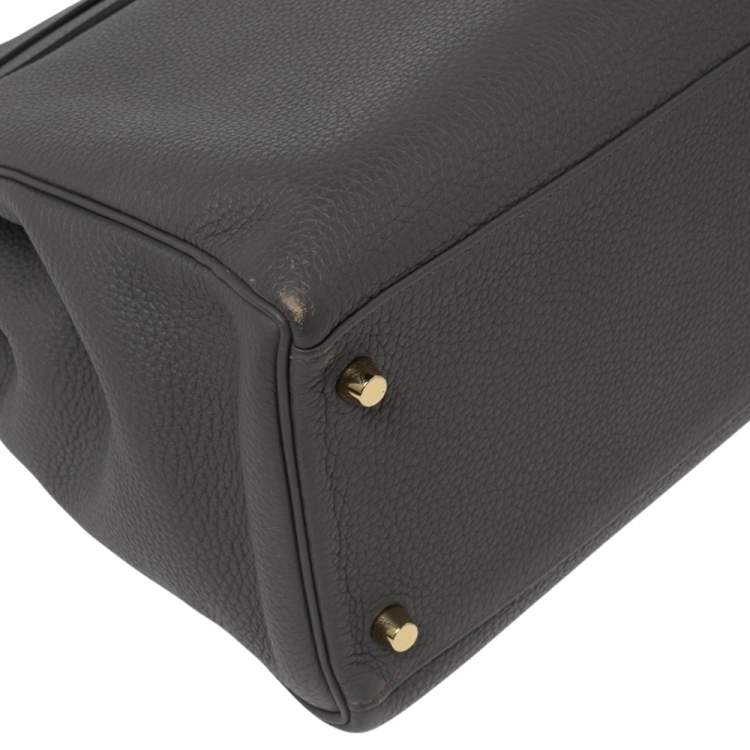 مملوكة مسبقًا Hermes Etain Togo Leather Gold Plated Kelly Retourne 35 Bag