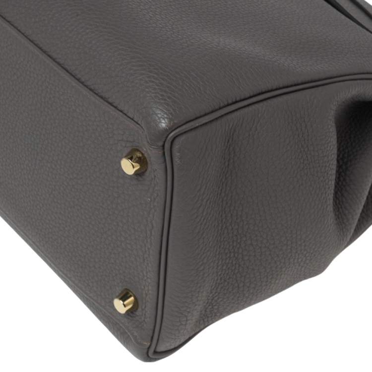 مملوكة مسبقًا Hermes Etain Togo Leather Gold Plated Kelly Retourne 35 Bag