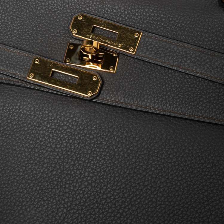 مملوكة مسبقًا Hermes Etain Togo Leather Gold Plated Kelly Retourne 35 Bag