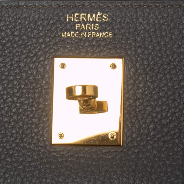 مملوكة مسبقًا Hermes Etain Togo Leather Gold Plated Kelly Retourne 35 Bag
