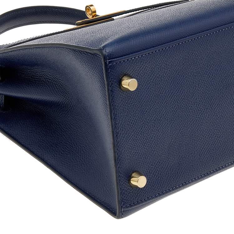 Pre Owned Hermes Blue Saphir Epsom Leather Gold Hardware Kelly Sellier 28 Bag