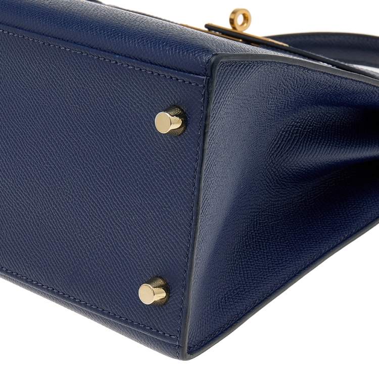 Pre Owned Hermes Blue Saphir Epsom Leather Gold Hardware Kelly Sellier 28 Bag
