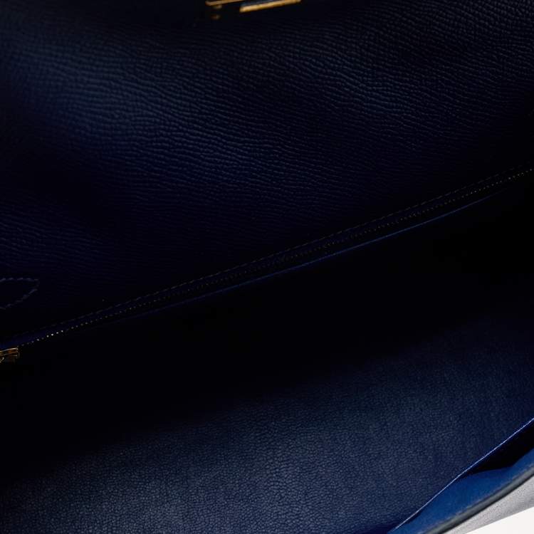 Pre Owned Hermes Blue Saphir Epsom Leather Gold Hardware Kelly Sellier 28 Bag