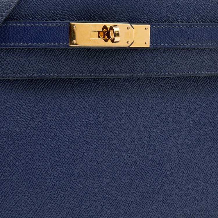 Pre Owned Hermes Blue Saphir Epsom Leather Gold Hardware Kelly Sellier 28 Bag