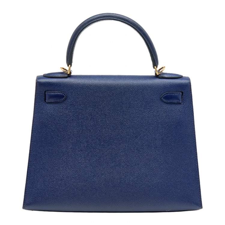 Pre Owned Hermes Blue Saphir Epsom Leather Gold Hardware Kelly Sellier 28 Bag