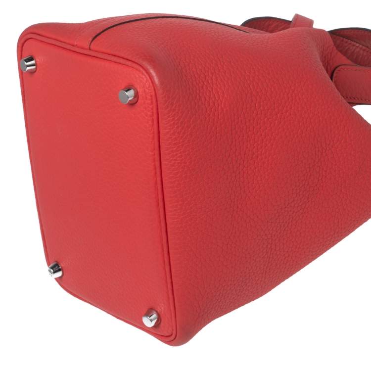 Pre Owned Hermes Rose Jaipur Clemence Leather Picotin Lock 18 Bag