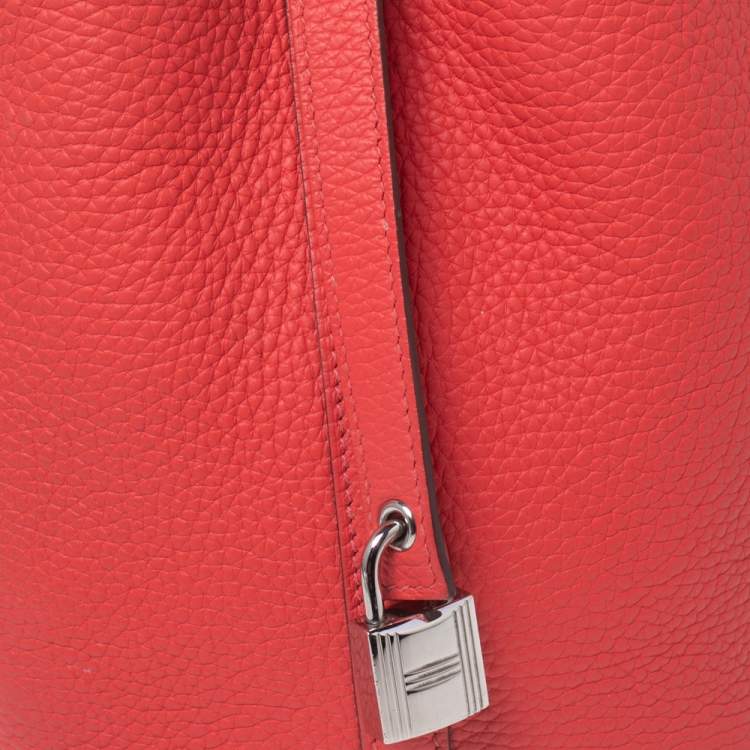Pre Owned Hermes Rose Jaipur Clemence Leather Picotin Lock 18 Bag