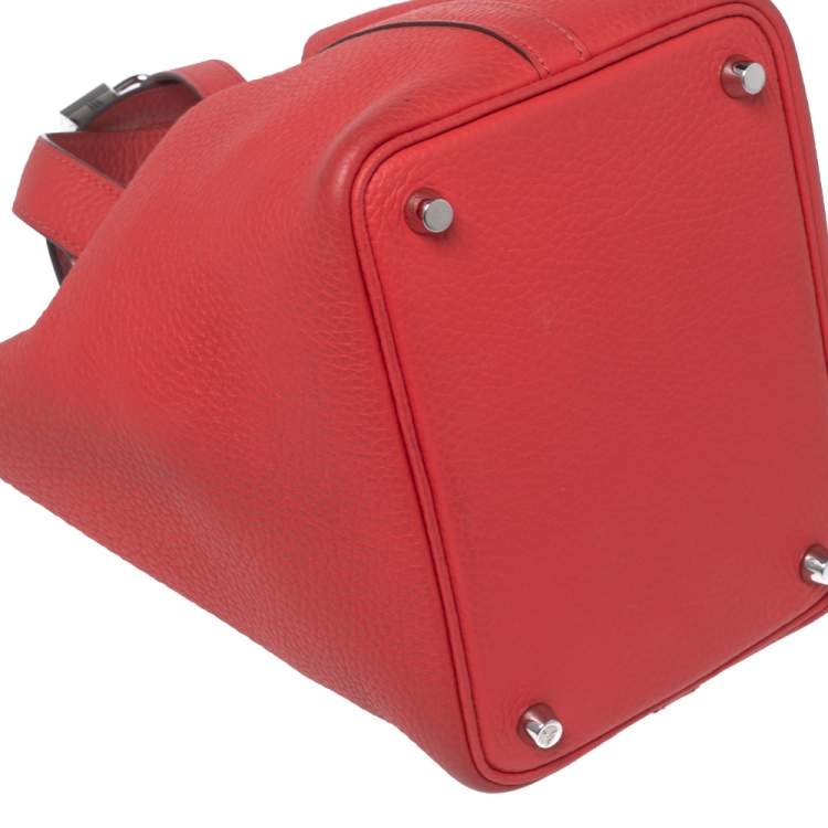 Pre Owned Hermes Rose Jaipur Clemence Leather Picotin Lock 18 Bag