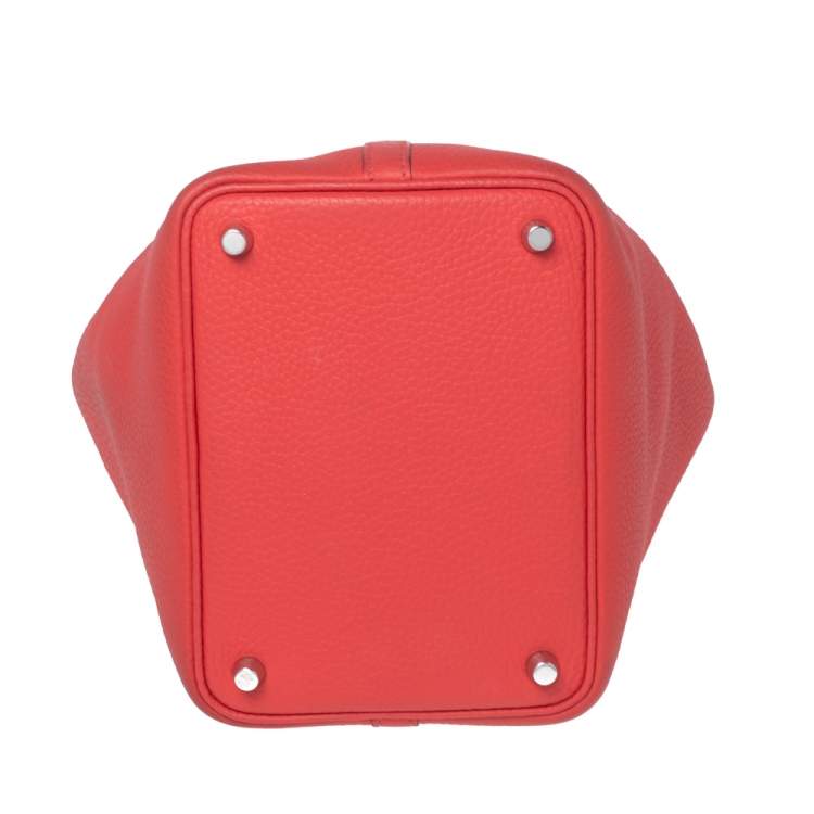 Pre Owned Hermes Rose Jaipur Clemence Leather Picotin Lock 18 Bag