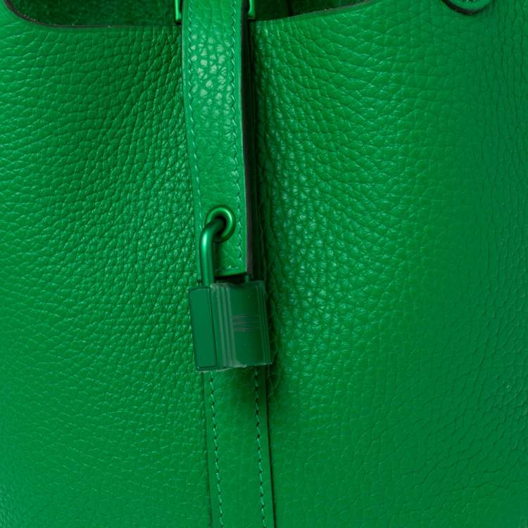 Pre Owned Hermes So Green Bambou Clemence Leather Picotin Lock 18 Bag