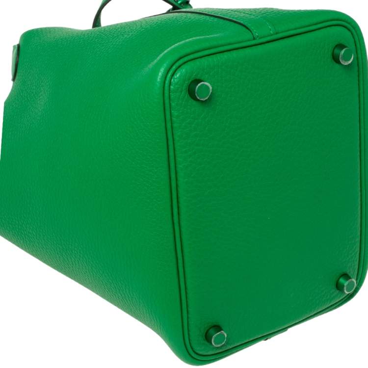 Pre Owned Hermes So Green Bambou Clemence Leather Picotin Lock 18 Bag