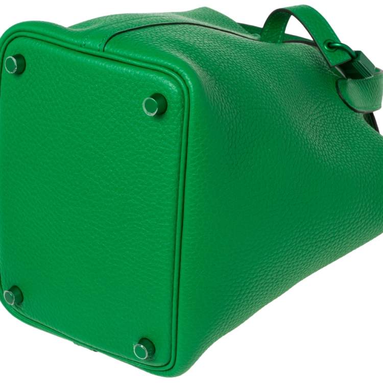 Pre Owned Hermes So Green Bambou Clemence Leather Picotin Lock 18 Bag