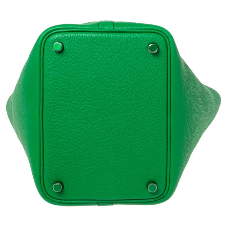 Pre Owned Hermes So Green Bambou Clemence Leather Picotin Lock 18 Bag
