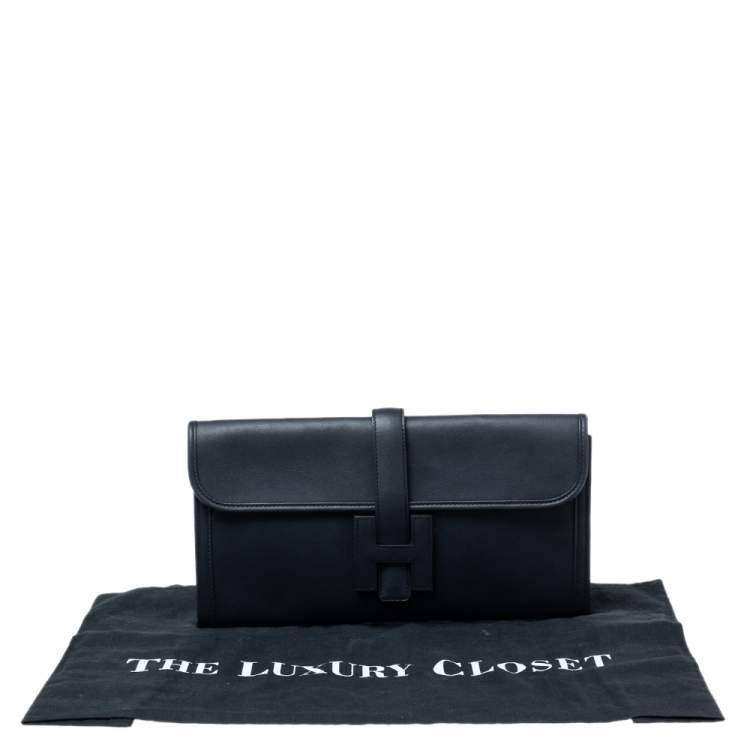 Pre Owned Hermès Bleu Indigo Swift Leather Elan Jige 29 Clutch