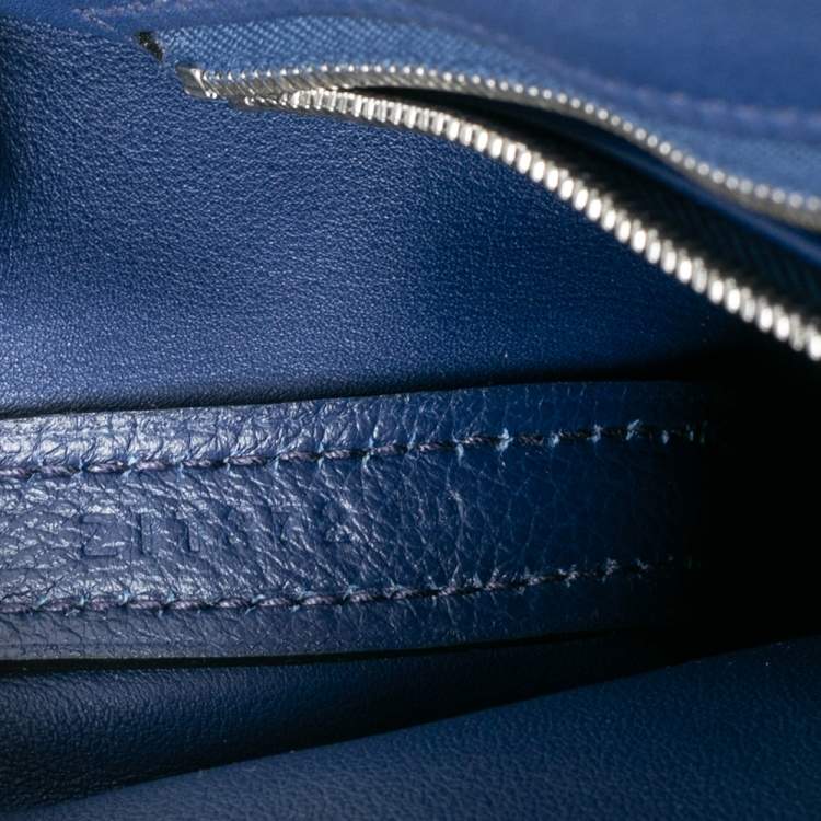 Pre Owned Hermes Bleu Encre Evercolor and Swift Leather Palladium Hardware 24/24 21 Bag