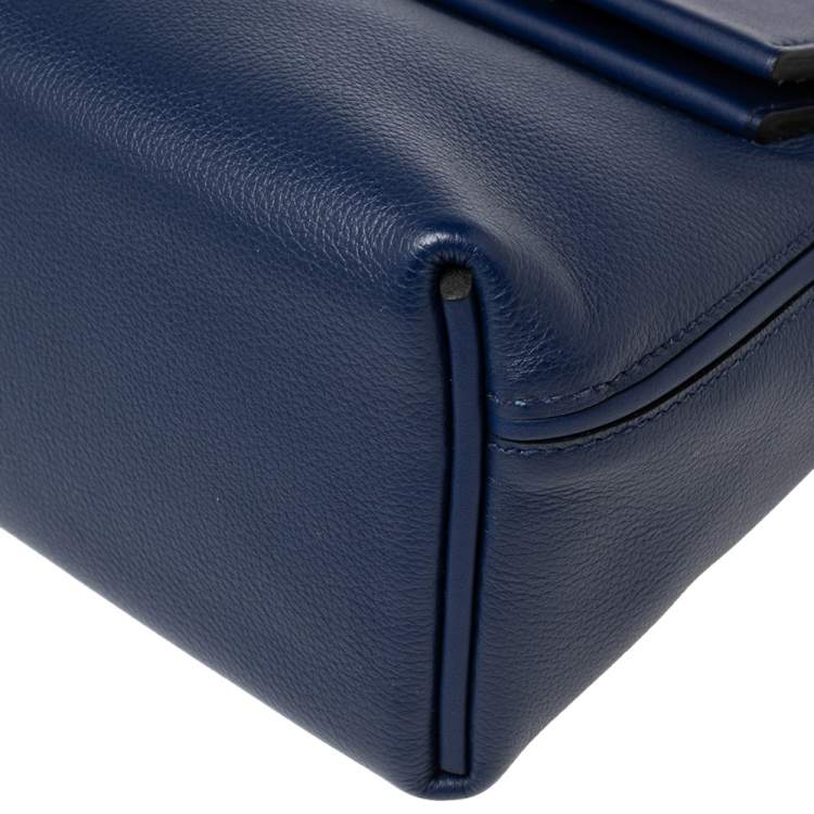 Pre Owned Hermes Bleu Encre Evercolor and Swift Leather Palladium Hardware 24/24 21 Bag