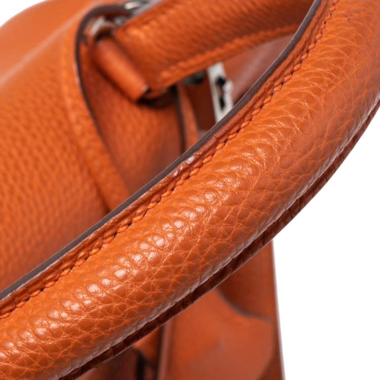 Pre Owned Hermes Orange Togo Leather Palladium Hardware Kelly Retourne 35 Bag