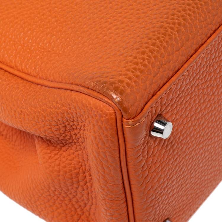 Pre Owned Hermes Orange Togo Leather Palladium Hardware Kelly Retourne 35 Bag