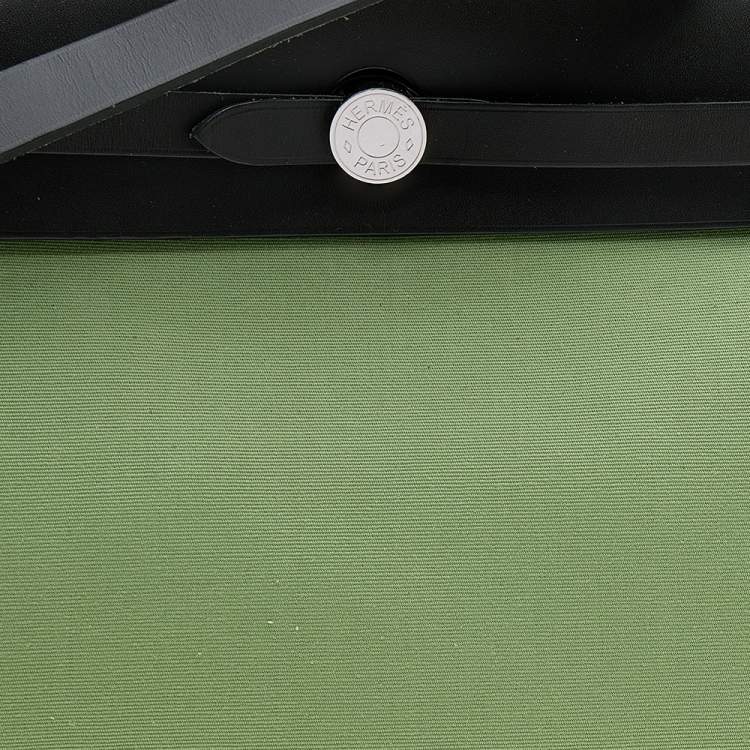 Pre Owned Hermes Vert Criquet/Kaki Canvas and Leather Herbag Zip 31 Bag