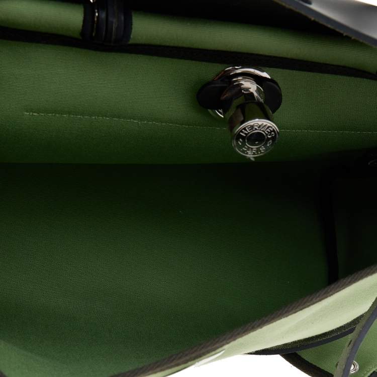 Pre Owned Hermes Vert Criquet/Kaki Canvas and Leather Herbag Zip 31 Bag