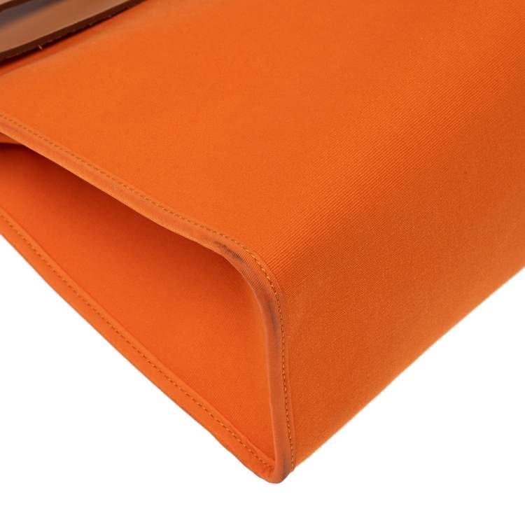 مملوكة مسبقًا Hermes Orange/Natural Canvas and Leather Herbag Zip PM Bag