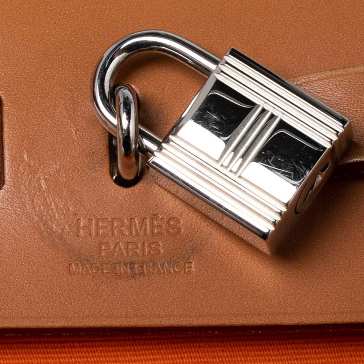 مملوكة مسبقًا Hermes Orange/Natural Canvas and Leather Herbag Zip PM Bag