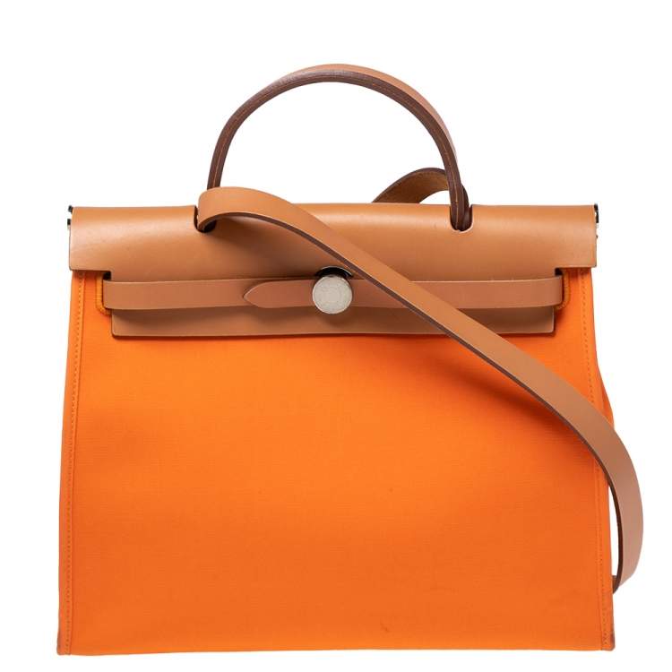 Hermes Orange/Natural Canvas and Leather Herbag Zip PM Bag Hermes | The ...