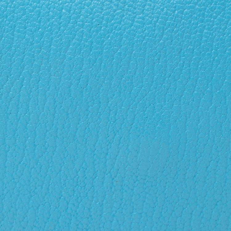Pre Owned Hermes Celeste/Kraft Chevre Mysore Leather Calvi Verso Card Holder