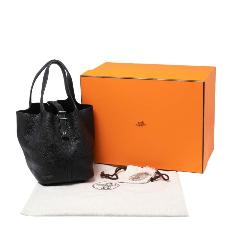 Pre Owned Hermes Black Clemence Leather Picotin Lock 18 Bag