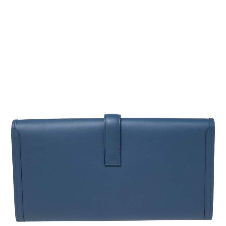 Pre Owned Hermés Bleu Agate Swift Leather Elan Jige 29 Clutch