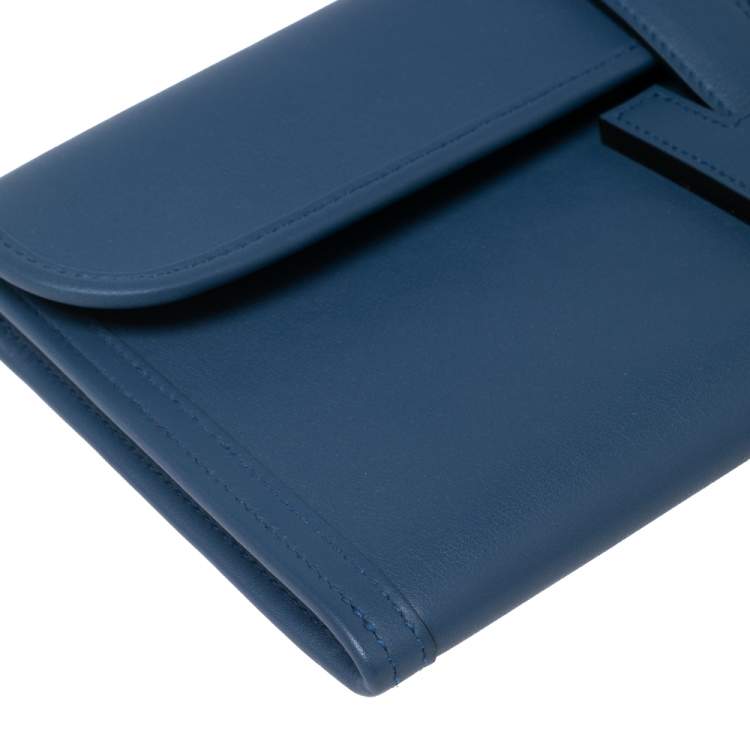 Pre Owned Hermés Bleu Agate Swift Leather Elan Jige 29 Clutch