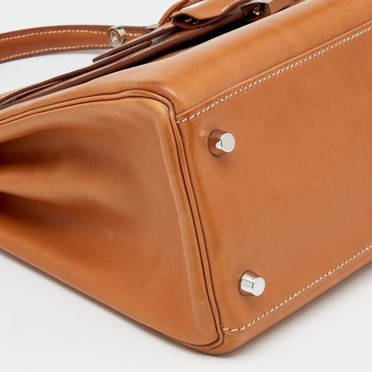 مملوكة مسبقًا Hermes Fauve Barenia Leather Palladium Plated Kelly Retourne 32 Bag