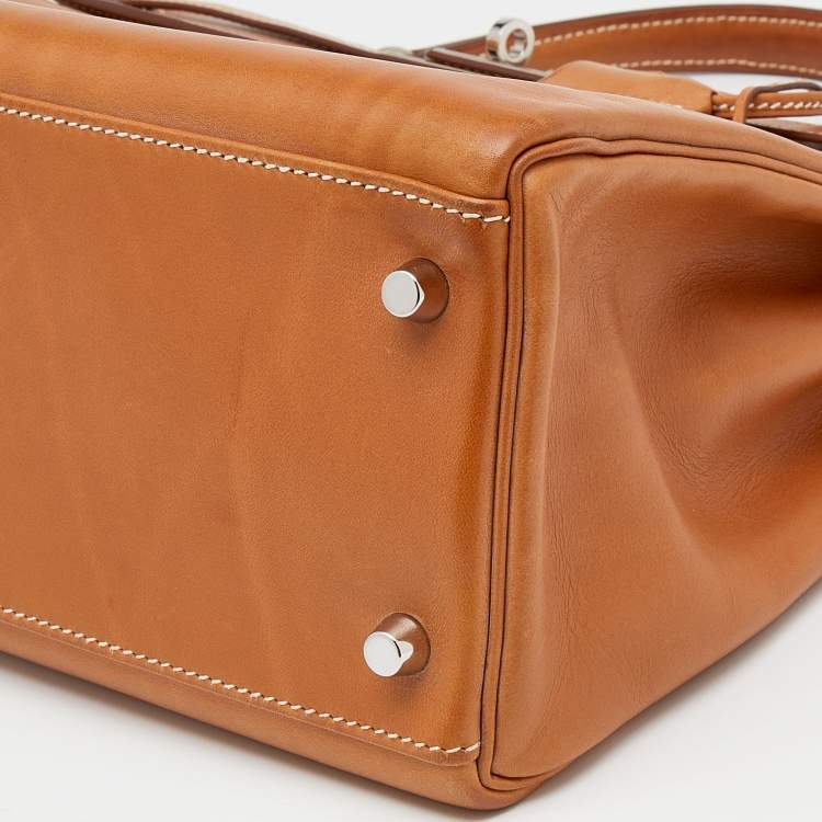 مملوكة مسبقًا Hermes Fauve Barenia Leather Palladium Plated Kelly Retourne 32 Bag