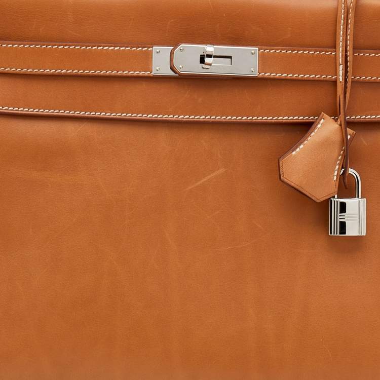 مملوكة مسبقًا Hermes Fauve Barenia Leather Palladium Plated Kelly Retourne 32 Bag