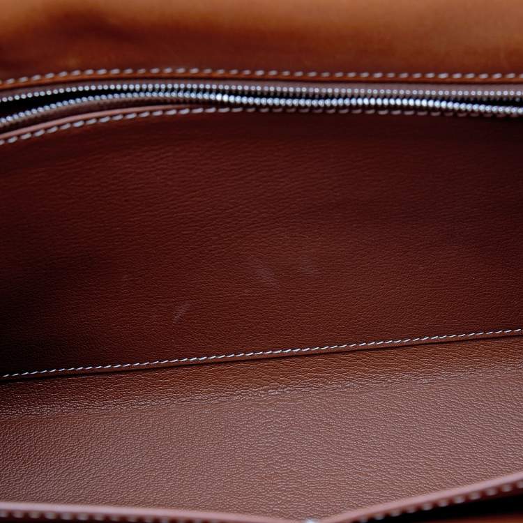 مملوكة مسبقًا Hermes Fauve Barenia Leather Palladium Plated Kelly Retourne 32 Bag