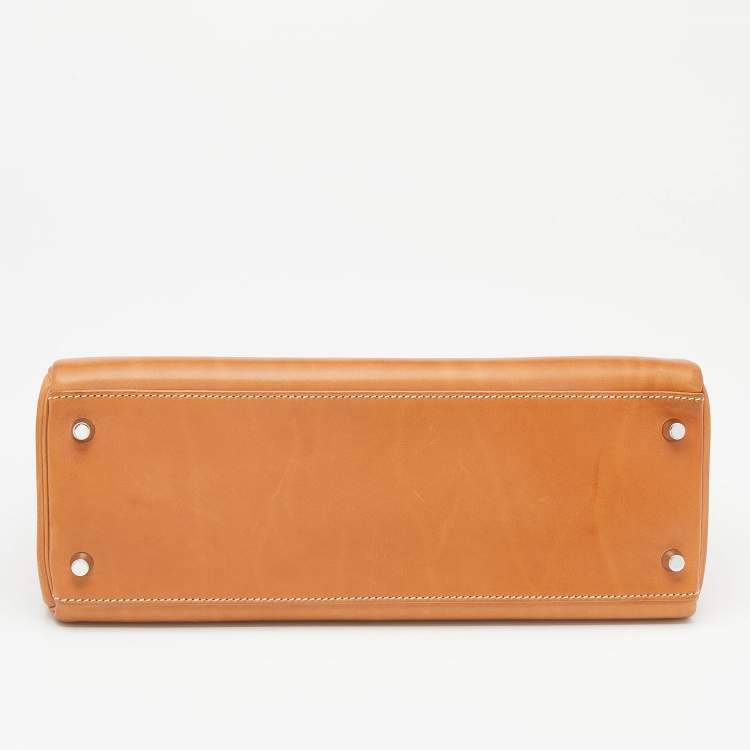 مملوكة مسبقًا Hermes Fauve Barenia Leather Palladium Plated Kelly Retourne 32 Bag